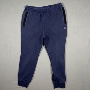 Champion Joggers Mens Medium Navy‎ Blue Heather Sweatpants Fleece Lined